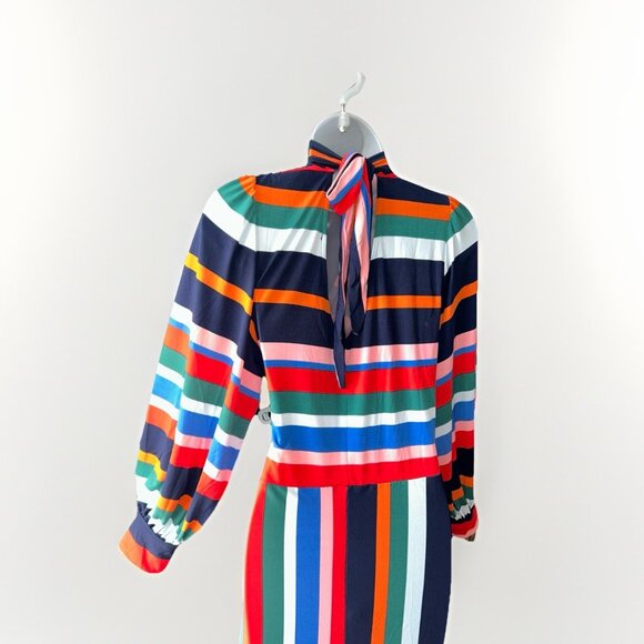 NEW Eloquii A-Line Dress Rainbow Striped Puff Sleeves Women Plus Size 20 Stretch - Picture 9 of 13